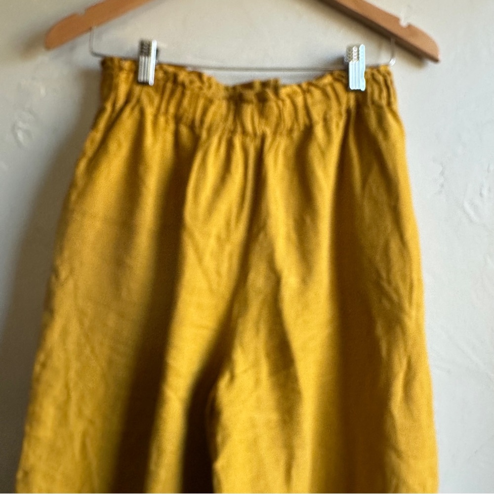 LenOk 100% Linen Harem Pants Mustard Boho Barrel Leg Pockets M - Picture 5 of 12